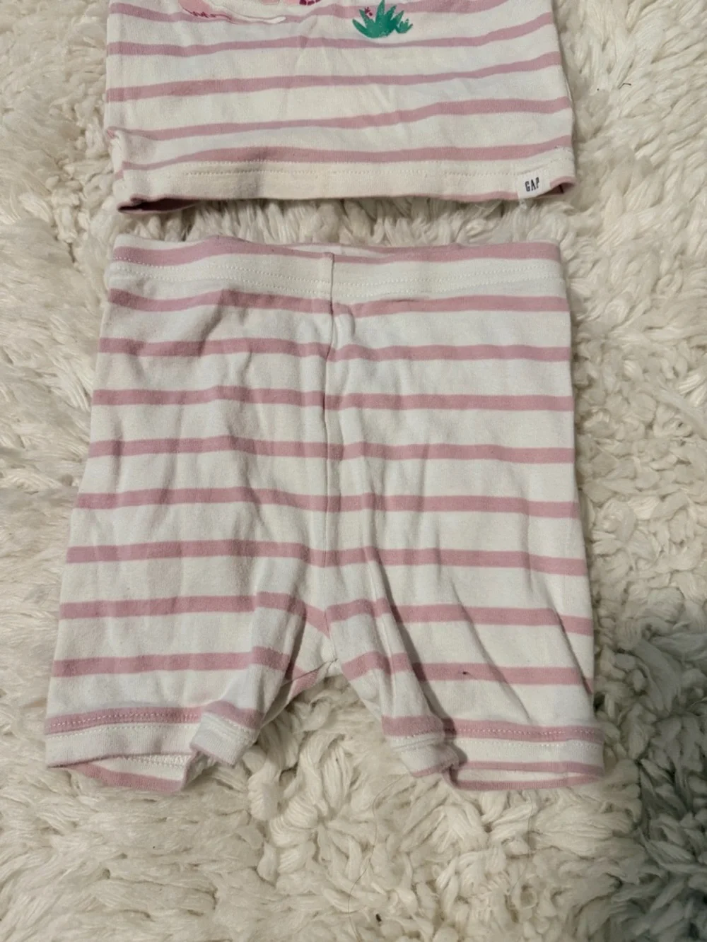 GAP Pink and White Striped Dinosaur Pajama Set